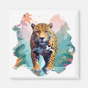 Íman Leopard Vetor Art Animal Na Natureza Majestosa