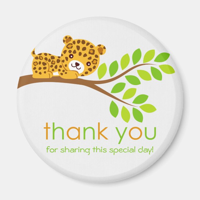 Íman Leopardo Bonito Obrigado Magnet (Frente)