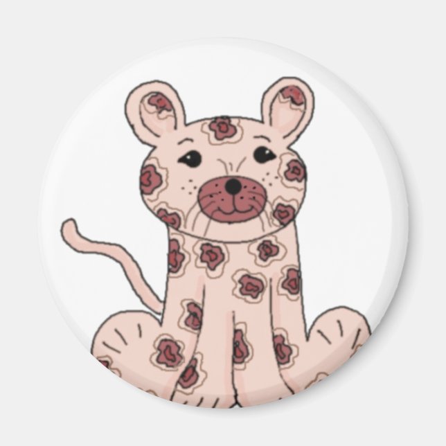 Íman Leopardo de desenho animado rosa (Frente)
