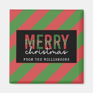 Íman Leopardo do Natal Moderno Imprime Greve Verde Verm