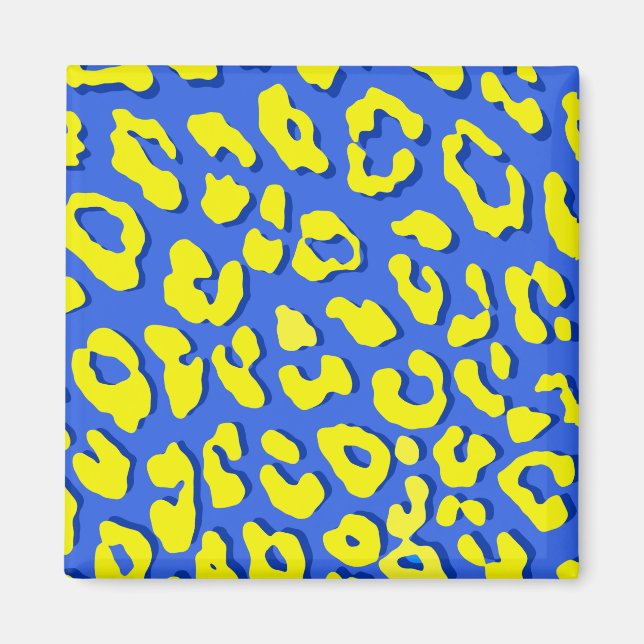 Íman Leopardo - Impressão Azul Amarelo (Frente)