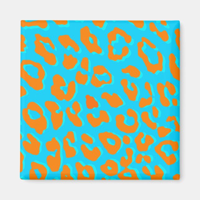 Íman Leopardo Imprimir Laranja Azul (Frente)