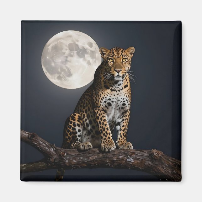 Íman Leopardo Majestoso e Lua Cheia   (Frente)