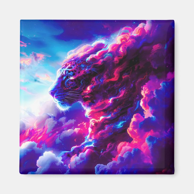 Íman Leopardo Neon Cósmico Futurista (Frente)