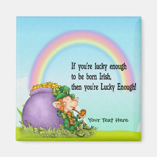 Íman Leprechaun afortunado bastante - personalize