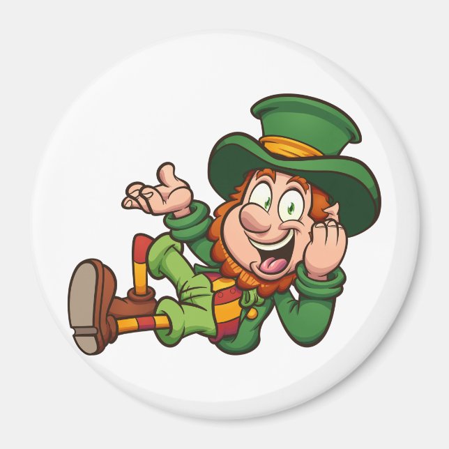 Íman leprechaun deitado em cartoon (Frente)