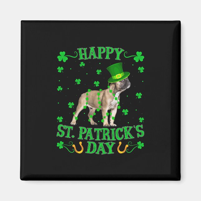 Íman Leprechaun Hat French Bulldog Rua. Dia de Patrick (Frente)