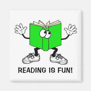 Íman "Ler é Divertido!" Imã de geladeira QUADRADA