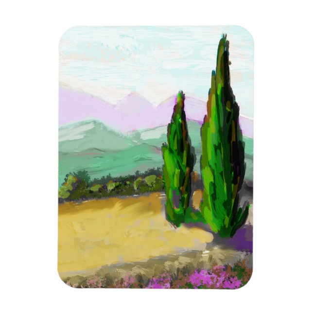 Íman Les deux cyprés en Provence, Vaucluse. (Vertical)