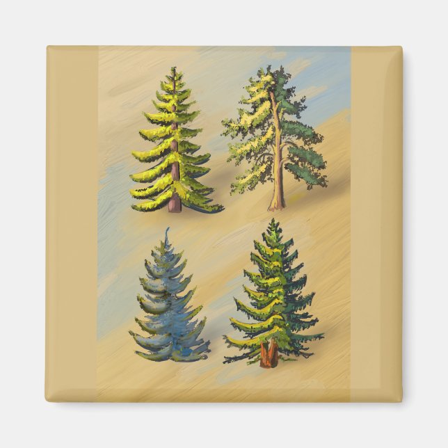 Íman Les quatres variétés de sapins, botanique. (Frente)