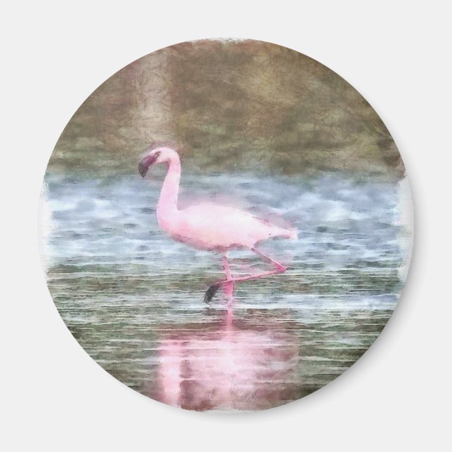 Íman Lesser Flamingo Watercolor (Frente)