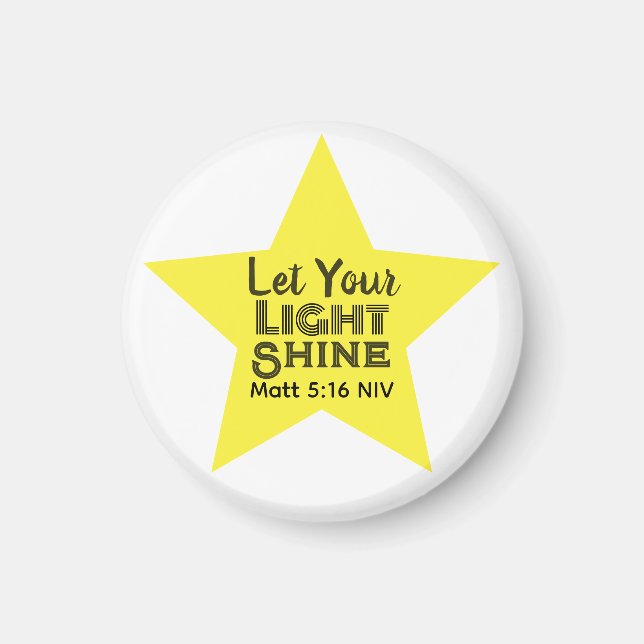 Íman Let Your Light Shine Bible Verse Yellow Star (Frente)