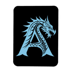 Íman Letra A Estilizada com Dragão, Alfabeto de Dragão,