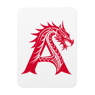 Íman Letra A Estilizada com Dragão, Alfabeto de Dragão,