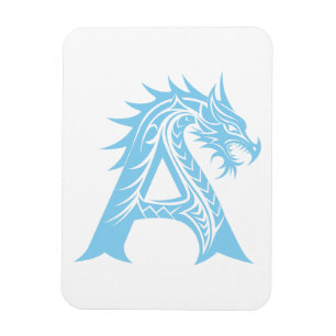 Íman Letra A Estilizada com Dragão, Alfabeto de Dragão,