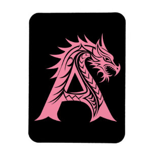 Íman Letra A Estilizada com Dragão, Alfabeto de Dragão,