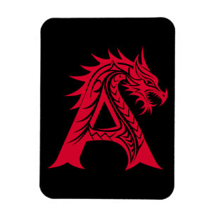 Íman Letra A Estilizada com Dragão, Alfabeto de Dragão,
