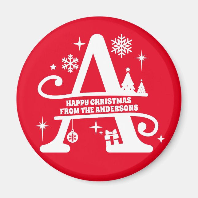 Íman Letra A Monograma Nome da Família Inicial Saudação (Frente)