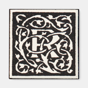 Íman Letra Art Nouveau R Monograma Antigo