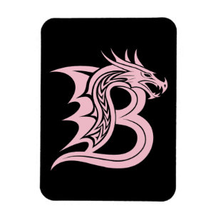 Íman Letra B Estilizada com Dragão, Alfabeto de Dragão,