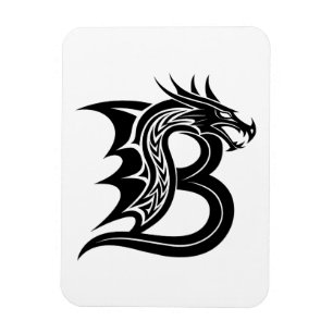 Íman Letra B Estilizada com Dragão, Alfabeto de Dragão,