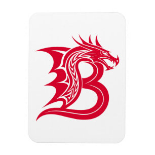 Íman Letra B Estilizada com Dragão, Alfabeto de Dragão,