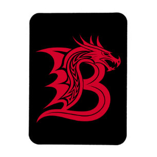 Íman Letra B Estilizada com Dragão, Alfabeto de Dragão,