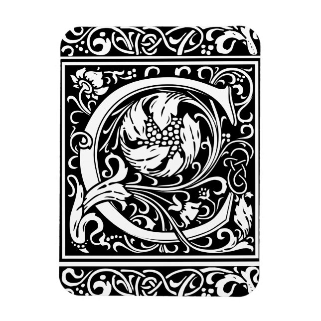 Íman Letra C Monograma Medieval Arte Nova (Vertical)