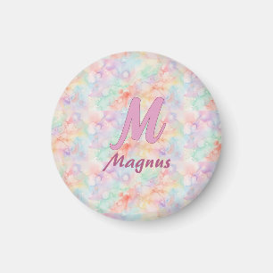 Íman letra c monograma nome pastel aguarela rosa azul