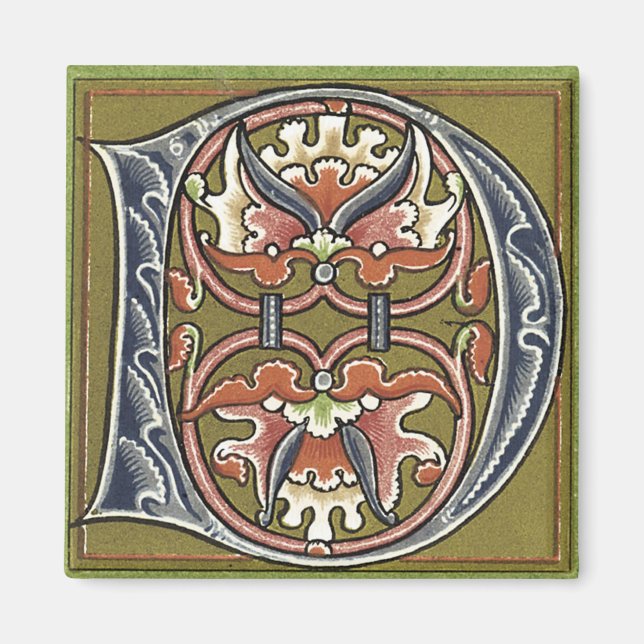 Íman Letra 'D' a cores - ímã (Frente)