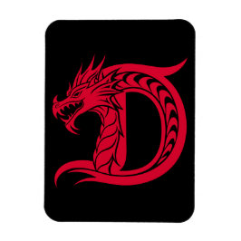 Íman Letra D Estilizada com Dragão, Alfabeto de Dragão,