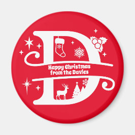 Íman Letra D Monograma Nome da Família Inicial Saudação