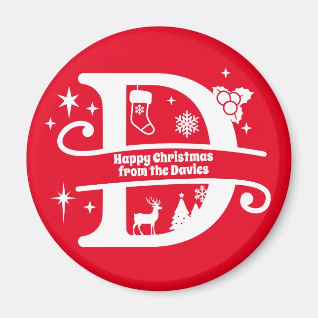 Íman Letra D Monograma Nome da Família Inicial Saudação (Frente)