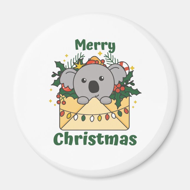 Íman Letra de Natal Koala Animais de inverno Koalas (Frente)