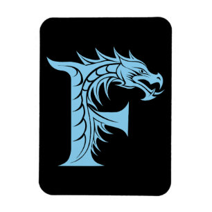 Íman Letra F Estilizada com Dragão, Alfabeto de Dragão,