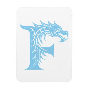 Íman Letra F Estilizada com Dragão, Alfabeto de Dragão,