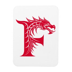 Íman Letra F Estilizada com Dragão, Alfabeto de Dragão,