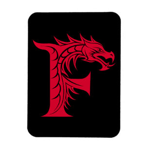 Íman Letra F Estilizada com Dragão, Alfabeto de Dragão,