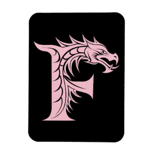 Íman Letra F Estilizada com Dragão, Alfabeto de Dragão,