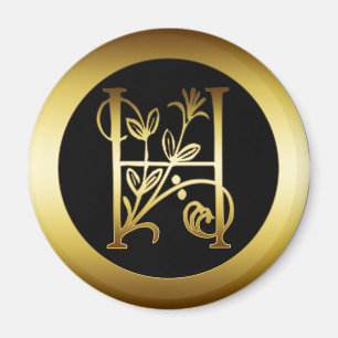 ÍMAN LETRA FLORAL DOURADO H DO MONOGRAMA
