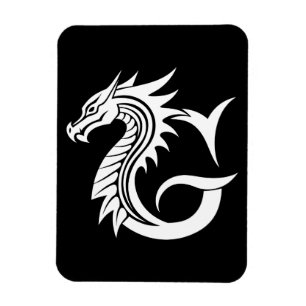 Íman Letra G Estilizada com Dragão, Alfabeto de Dragão,