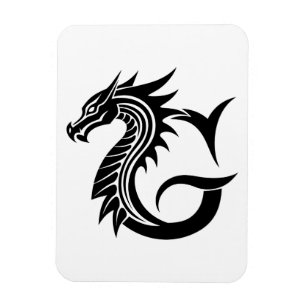Íman Letra G Estilizada com Dragão, Alfabeto de Dragão,