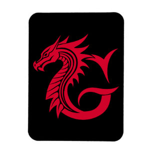 Íman Letra G Estilizada com Dragão, Alfabeto do Dragão,