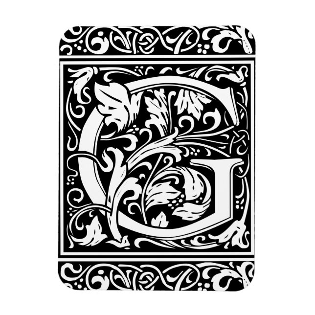 Íman Letra G Monograma Medieval Arte Nova (Vertical)