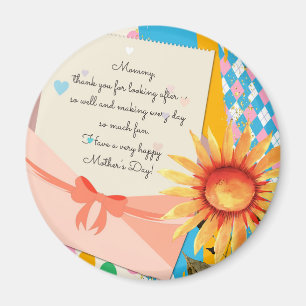 Íman Letra girassol floral Dia de as mães de envelopes