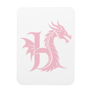 Íman Letra H Estilizada com Dragão, Alfabeto de Dragão,
