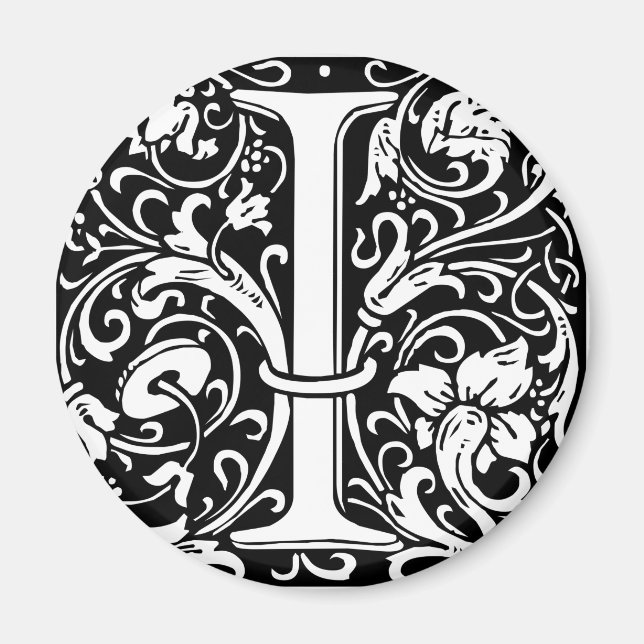 Íman Letra I Monograma Medieval Art Nouveau (Frente)