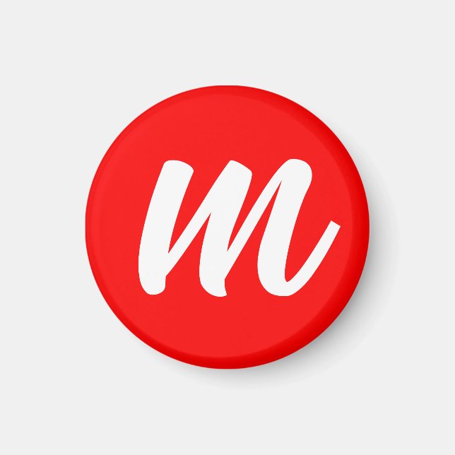 Íman Letra Inicial de Monograma Branco Vermelho (Frente)