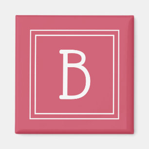 Íman Letra Inicial de Monograma Moderno Rosa Feminino