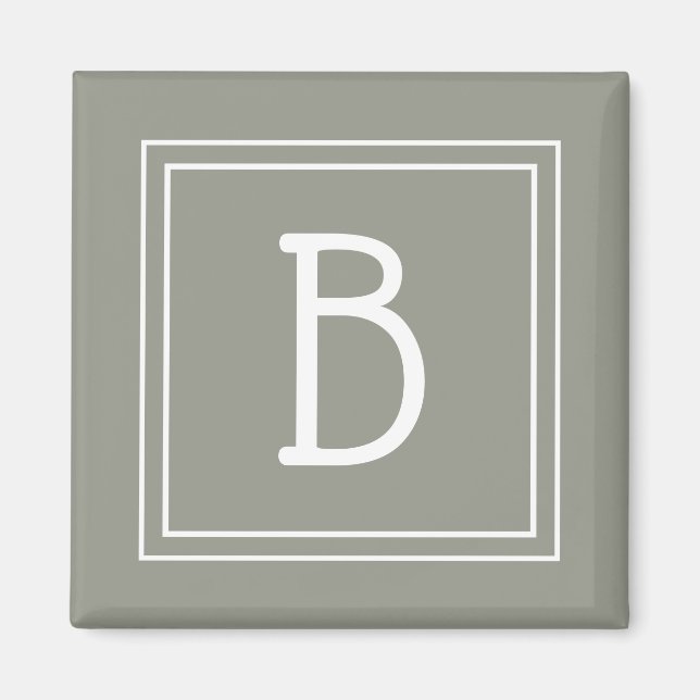 Íman Letra Inicial Monogramada Minimalista emoldurada V (Frente)